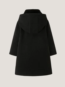 SHEIN 1 buah Mantel Panjang Sedang Serbaguna untuk Anak Perempuan di Musim Gugur/Modern, Cocok untuk Pemakaian Sehari-hari, Belanja, Bepergian, Musim Kembali ke Sekolah, dan Acara Lainnya - Hitam - View 2