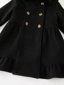 SHEIN 1 buah Mantel Panjang Sedang Serbaguna untuk Anak Perempuan di Musim Gugur/Modern, Cocok untuk Pemakaian Sehari-hari, Belanja, Bepergian, Musim Kembali ke Sekolah, dan Acara Lainnya - Hitam - View 6