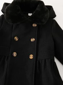 SHEIN 1 buah Mantel Panjang Sedang Serbaguna untuk Anak Perempuan di Musim Gugur/Modern, Cocok untuk Pemakaian Sehari-hari, Belanja, Bepergian, Musim Kembali ke Sekolah, dan Acara Lainnya - Hitam - View 5