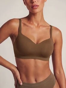 Barelissa Women's Seamless Push-Up Wireless Bra, Comfortable Side-Boob Coverage, Minimalist Everyday Bra, 1pc - Brown - View 5