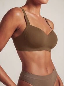 Barelissa Women's Seamless Push-Up Wireless Bra, Comfortable Side-Boob Coverage, Minimalist Everyday Bra, 1pc - Brown - View 1