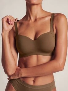 Barelissa Women's Seamless Push-Up Wireless Bra, Comfortable Side-Boob Coverage, Minimalist Everyday Bra, 1pc - Brown - View 3