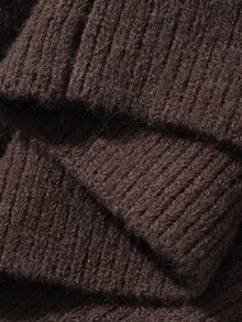 DAZY Solid Color Loose Fit Asymmetrical Collar Tie Long Sleeve Knit Cardigan Daily Vacation Korean Style Autumn Winter Maternity - Mocha Brown - View 7