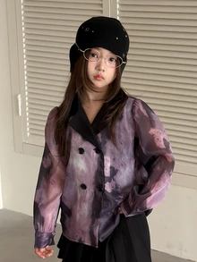 Dazy Kids Tween Girl Colorblock Casual Daily Wear Shirt - Purple - View 6