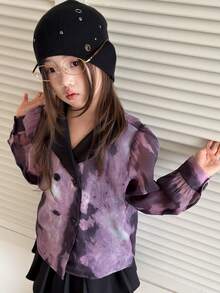 Dazy Kids Tween Girl Colorblock Casual Daily Wear Shirt - Purple - View 5