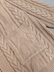 Linhara CURVE 2026 Autumn/Winter Plus Size Solid Color Vintage Cable Knit Cardigan Women Loose Fit With Pockets Lazy Thick Versatile Sweater Jacket - Khaki - View 6