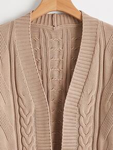 Linhara CURVE 2026 Autumn/Winter Plus Size Solid Color Vintage Cable Knit Cardigan Women Loose Fit With Pockets Lazy Thick Versatile Sweater Jacket - Khaki - View 5