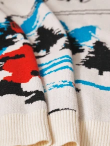 ROMWE MEN Street Life Men's Crew Neck Vintage Ski Sports Casual Knit Sweater - Multicolor - View 9
