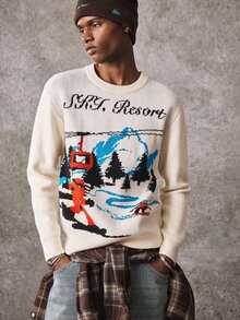 ROMWE MEN Street Life Men's Crew Neck Vintage Ski Sports Casual Knit Sweater - Multicolor - View 7