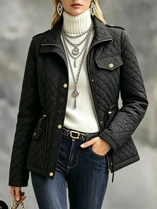 Yalmera Women's Solid Color Casual Versatile Winter Padded Coat - Black - View 1