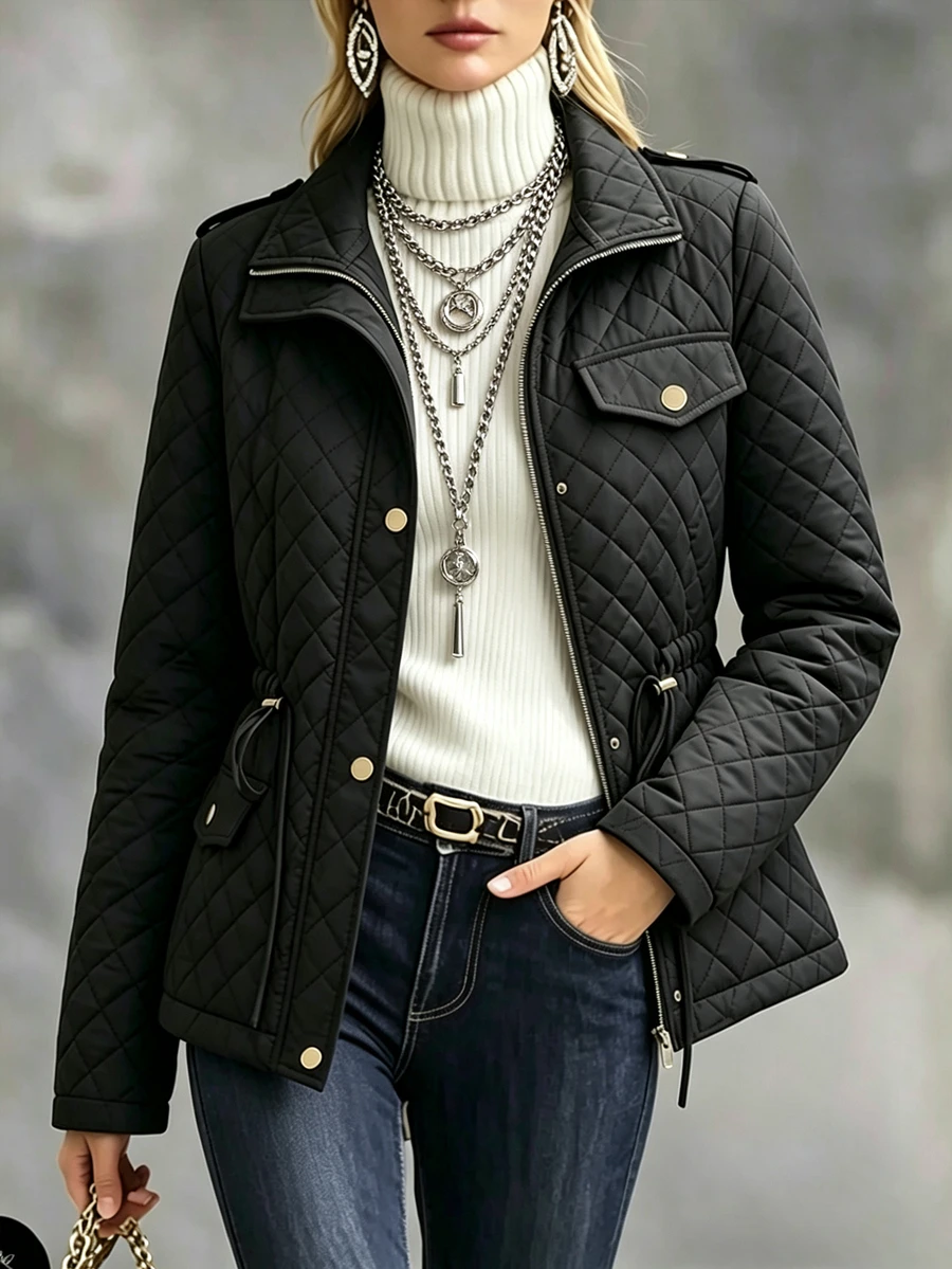 Yalmera Women's Solid Color Casual Versatile Winter Padded Coat - Black - View 1