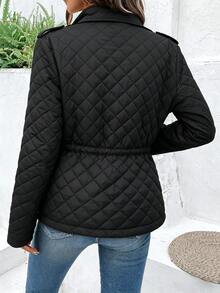 Yalmera Women's Solid Color Casual Versatile Winter Padded Coat - Black - View 2