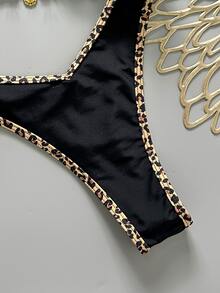 SHEIN Swim 2pcs/Set Women's Summer Random Print Halter Neck Spaghetti Strap Metal Decor Sexy Bikini Set - Multicolor - View 8