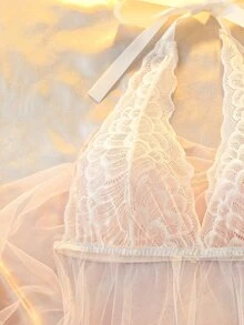 SHEIN AllurMyst 時尚性感黑色流蘇睡裙內衣套裝，女性性感內衣，成人蜜月熱辣款 D - 白色 - 查看 6