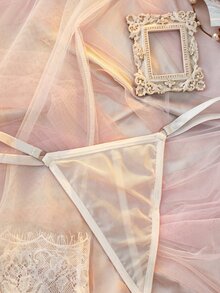 SHEIN AllurMyst 時尚性感黑色流蘇睡裙內衣套裝，女性性感內衣，成人蜜月熱辣款 D - 白色 - 查看 9