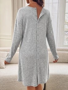 SHEIN Gaun Hamil Warna Polos - Grey - View 3