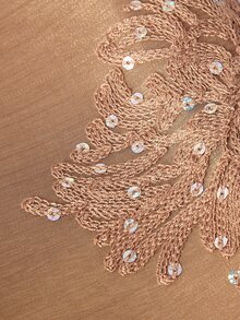 Glisma 1件新款重工奢華亮片蕾絲刺繡花邊端莊時尚亮片刺繡歐根紗穆斯林頭巾披肩 - 彩色 - 查看 10