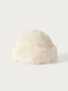 Glisma 女款蓬鬆大帽簷仿皮草漁夫帽，冬季保暖舒適漁夫帽，時尚百搭，適合街頭穿搭 - 彩色 - 查看 8
