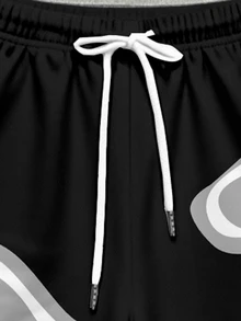 Manfinity EMRG Conjunto casual de camisa corta de manga corta con botones de color contrastante y pantalones cortos con cordón en la cintura para hombre - Multicolor - Ver 5
