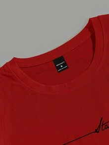 Manfinity EMRG Men's Casual Letter Print T-Shirt, Summer - Red - View 5