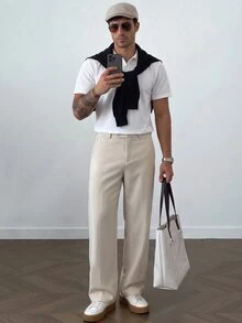 HUEFORM Men's All-Match Solid Color Casual Versatile Daily Wear Polo Shirt, Wrinkle-Resistant Fabric, Easy To Care For-A Must-Have Item, Everyday - White - View 2