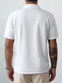 HUEFORM Men's All-Match Solid Color Casual Versatile Daily Wear Polo Shirt, Wrinkle-Resistant Fabric, Easy To Care For-A Must-Have Item, Everyday - White - View 3