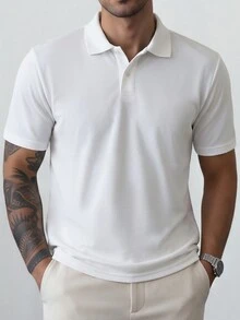 HUEFORM Men's All-Match Solid Color Casual Versatile Daily Wear Polo Shirt, Wrinkle-Resistant Fabric, Easy To Care For-A Must-Have Item, Everyday - White - View 5