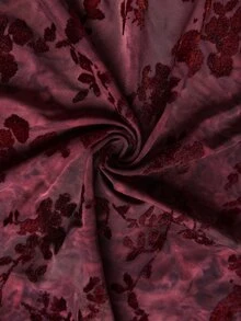 SHEIN Clasi 女款優雅百褶植絨長袖洋裝 冬季/秋季聖誕款 - 紅色 - 查看 10