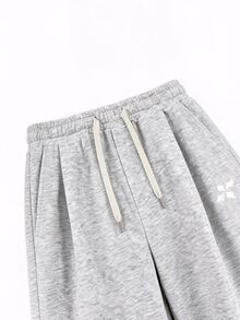 STEELVANCE 男士純色抽繩腰休閒百搭日常運動長褲 - 淺灰色 - 查看 6