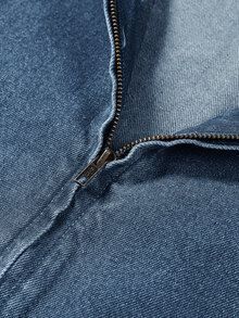 Manfinity Roghcode Men's Corduroy Collar Washed Casual Loose Denim Jacket - Light Wash - View 8