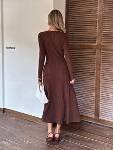 Serisse Women's Spring/Autumn French Elegant Elegant Contrast Lace Sweetheart Neckline Ribbed Knit Dress Fall/Winter Elegant Formal Luxury Business Chic - Multicolor - View 4