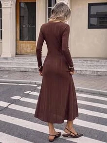 Serisse Women's Spring/Autumn French Elegant Elegant Contrast Lace Sweetheart Neckline Ribbed Knit Dress Fall/Winter Elegant Formal Luxury Business Chic - Multicolor - View 10