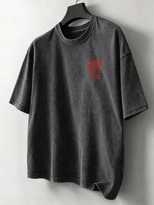 Manfinity EMRG Men's Snowflake Wash Print T-Shirt, Holiday - Black - View 5