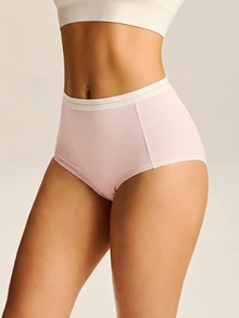 LUVLETTE 3-Pack High Rise Soft Cotton Briefs Women Underwear Panties Set - Multicolor - View 4