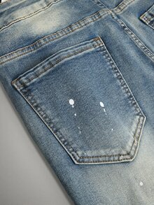 Manfinity EMRG Men's Fashionable Street Ripped Denim Shorts - Light Wash - View 6