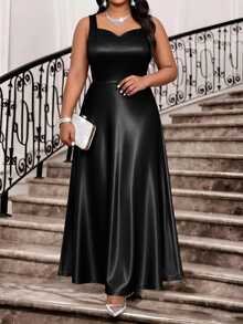Fleurora Plus Size Women's Solid Color Dress And Long Sleeve Cardigan Fashion 2 Pieces Set Formal Cocktail Dinner Black Elegant Fall - Black - View 2