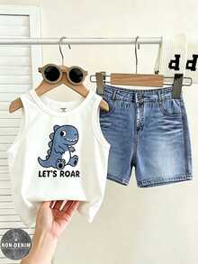 Baby Boy Casual Minimalist Soft Comfortable Outfit Suitable For Spring And Summer - White - View 3