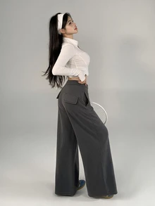 DAZY Women's Solid Color Pocket Casual Athletic Low Waist Versatile Daily Wear Sweatpants Winter Gym Grey - Grey - View 6