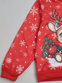 Young Girls Fall/Winter Holiday Wear (Christmas/Back-To-School): A Matching Set Featuring A Christmas-Themed Sweatshirt And Leggings - Multicolor - View 5