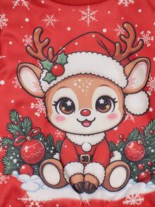 Young Girls Fall/Winter Holiday Wear (Christmas/Back-To-School): A Matching Set Featuring A Christmas-Themed Sweatshirt And Leggings - Multicolor - View 3