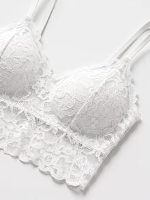 SHEIN MOD 4件套蕾丝无钢圈文胸和内裤内衣套装 - 彩色 - 查看 11