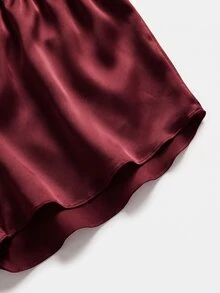 SHEIN MOD 缎面可爱波点印花吊带背心短裤睡衣套装（女款） - 黑色 - 查看 5