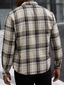 Manfinity CasualCool 男士格紋長袖單排扣休閒襯衫 - 彩色 - 查看 2