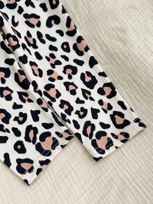 SHEIN 4pcs Baby Girl Summer Y2K Leopard Print Polka Dot Heart Pattern Squishy Soft Texture Leggings Pants Multi-Pack,Pink And Black Holiday Beach Party - Multicolor - View 5