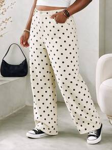 CurvyTilda Y2K Streetwear Casual Plus Size Leopard Print Baggy Jeans - Black and White - View 2