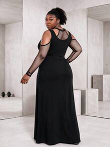 CurvyTilda Plus Solid Buckle Detail Split Thigh Skirt Fall Halloween - Black - View 2