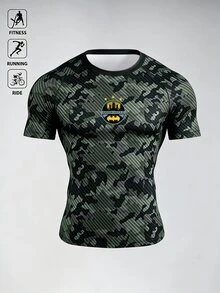 BATMAN X SHEIN Gym Rark Men's Bat Graphic Casual Versatile Daily Wear Sports T-Shirt, Gym - Multicolor - View 5