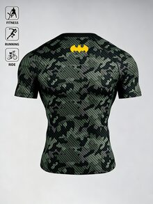 BATMAN X SHEIN Gym Rark Men's Bat Graphic Casual Versatile Daily Wear Sports T-Shirt, Gym - Multicolor - View 2