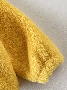 1件女嬰外套夾克大衣 可愛黃色鴨子臉 3D喙 毛茸茸長袖連帽加厚 假日冬季新生兒公主拉鍊式 - 黃色 - 查看 5