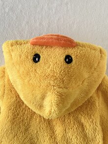 1件女嬰外套夾克大衣 可愛黃色鴨子臉 3D喙 毛茸茸長袖連帽加厚 假日冬季新生兒公主拉鍊式 - 黃色 - 查看 4